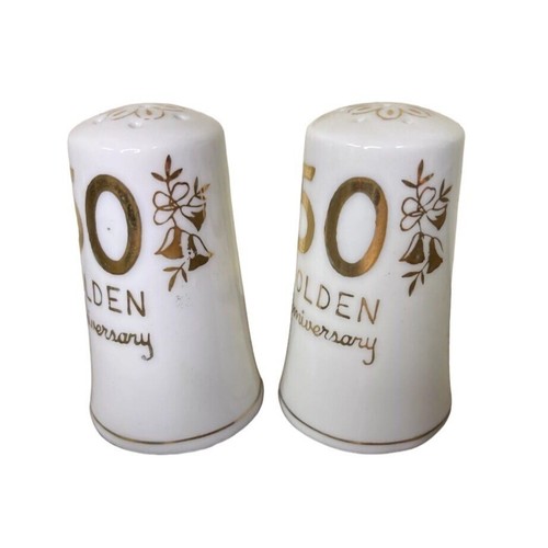 Vintage Golden 50th Anniversary Salt & Pepper Shakers Japan 1048 - Picture 3 of 6