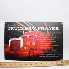 Wall Decor Truckers Prayer Indoor Metal Tin Signs 8" x 12"
