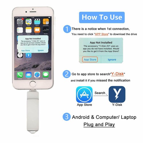 1TB 128GB 3in1 USB3.0 Flash Drive Thumb Memory Stick Data Pen iPhone Andorid PC - Picture 9 of 20