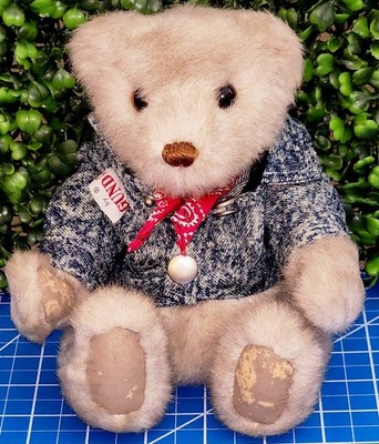 1987 Vintage Gund Bialosky 6'' Sitting 9'' Standing Bear Jean Jacket Jointed EVC