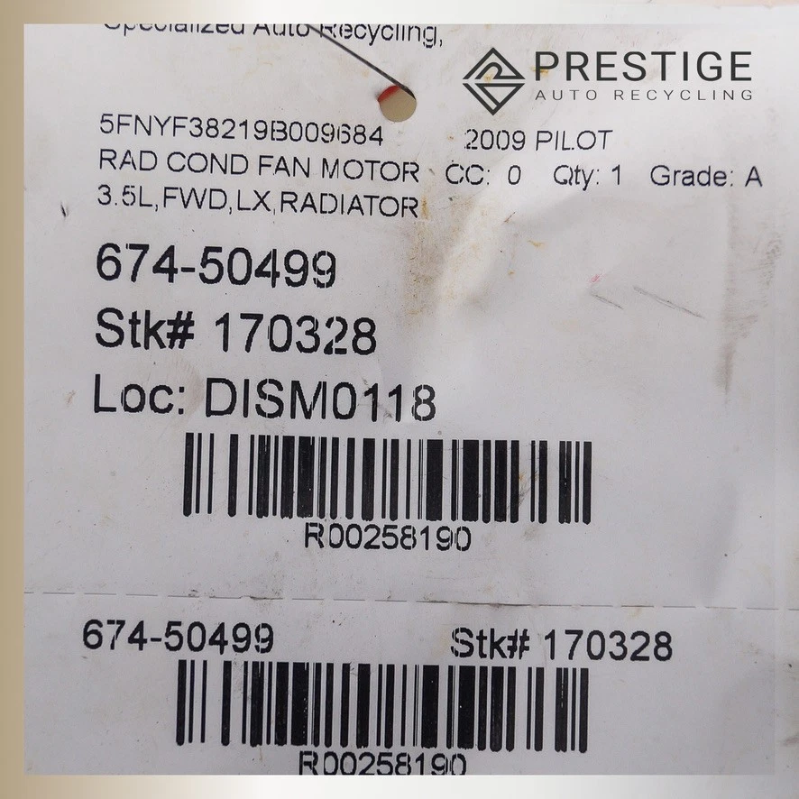 Motor ventilador radiador Honda Pilot 2009-2015 con cubierta izquierda 19015-RN0-A01 Foto 4 de 4