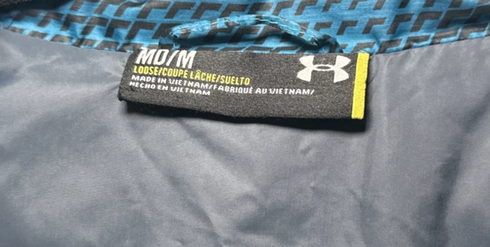 Jaqueta Under Armour Puffer Masculina Azul Médio Preta Leve ColdGear Acolchoada - Imagem 4 de 4