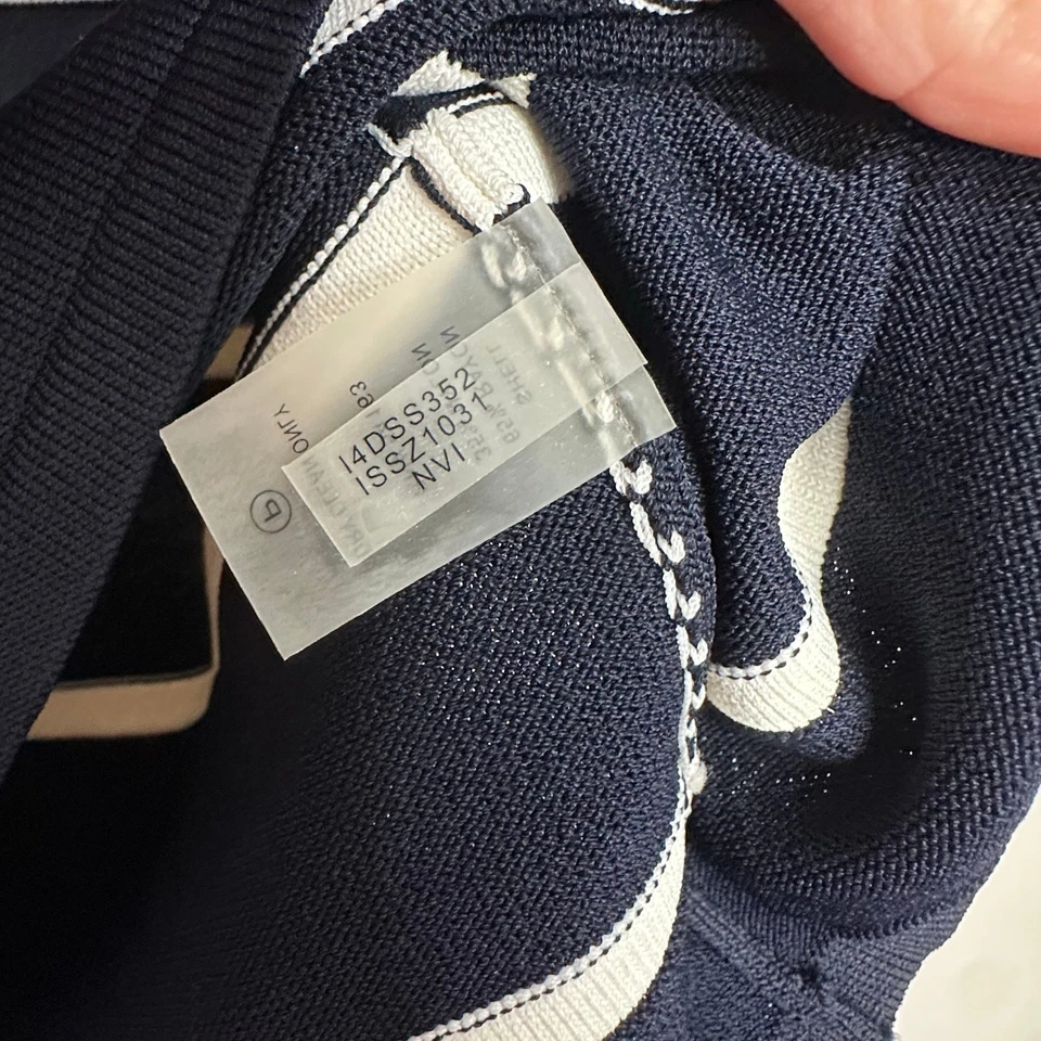 Ivanka Trump Women's Navy Blue and White Striped Knit Pencil Skirt size S - Image 4 of 4