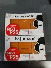 2 Pks Original Kojie San Skin Lightening Kojic Acid Soap 65g x 3 Bars Each #S24