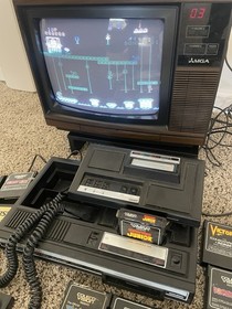 Colecovision Bundle Lot with 32 Coleco Games + Expansion w 12 Atari Games Tested