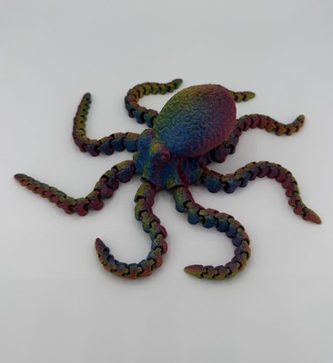 Lifelike Octopus 10.8  3D Printed Octopus ADHD Fidget Toy,Gifts,red/yellow/blue