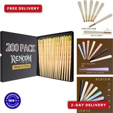 200 Pack Pre Rolled Cone  Cones King Size Slow Burning Rolled Brown