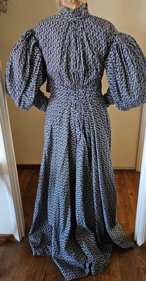 Vtg Pioneer Prairie Colonial Day Cotton 2-Piece Paisley Edwardian Dress Fits 4/6 - Image 3 of 4
