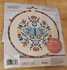 Hand Embroidery DIY Kit MOTH Decorative Hoop Floral