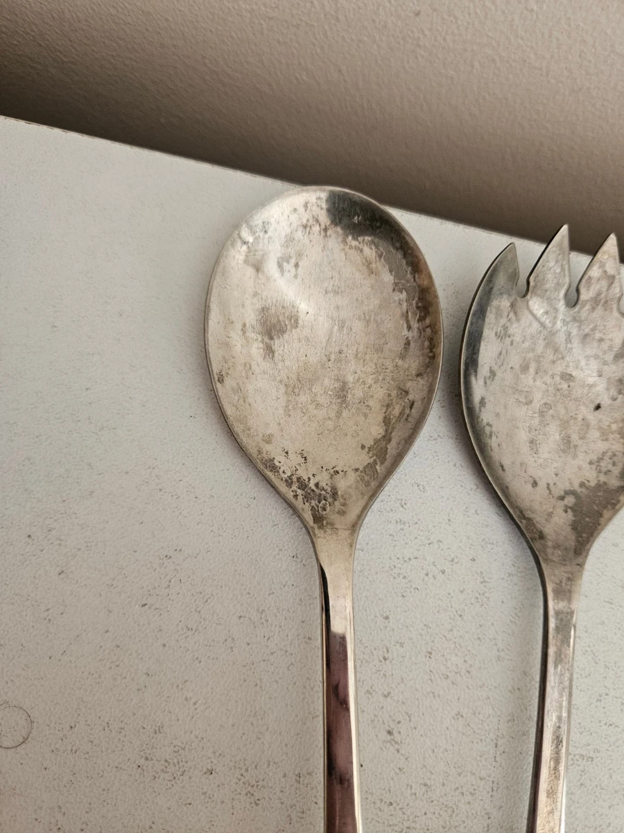 Vintage Sheffield England Silver Plated Salad Serving Set Spoon & Fork
