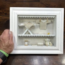 Miniature Sewing And Knitting Showcase Shadow box Display Wall hanging Rare Find