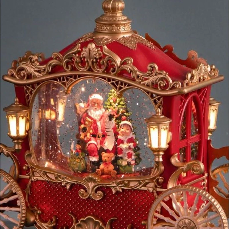 Carrozza Babbo Natale con Luci LED e Musica BRANDANI Decorazione Natale Vintage, fotografia 6 di 9