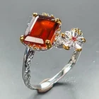 Handmade Natural Hessonite Ring 925 Sterling Silver Size 9 /R470713