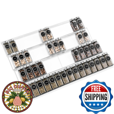 Mulush Acrylic Spice Rack Tray Spice Drawer Organizer Kitchen Cabinets Storage O
