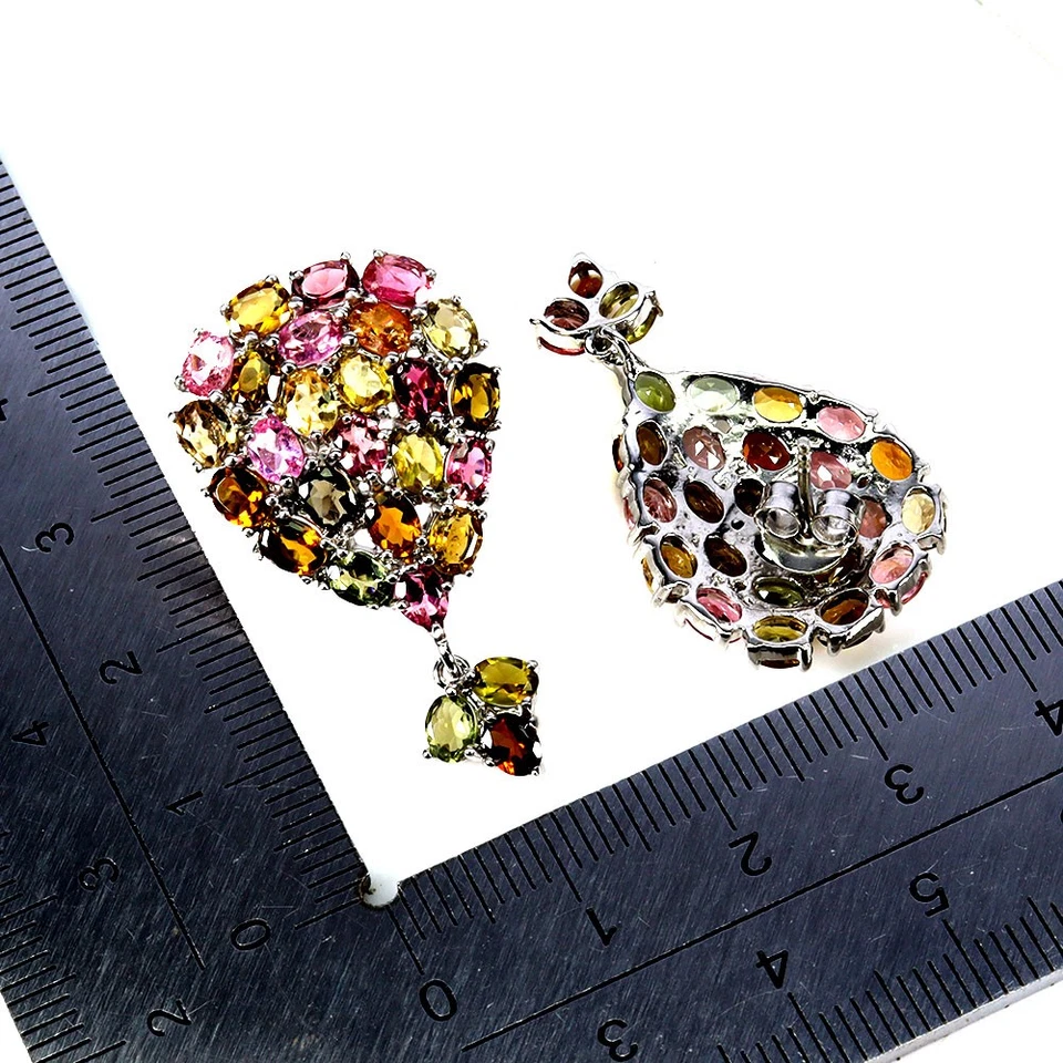 Pendientes de plata de ley 925 turmalina ovalada 4x3 mm naturales sin tarifas de importación de EE. UU. Foto 3 de 4