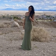 Windsor Sleeveless V-Neck Pullover Maxi Dress Long Green Regular Size S
