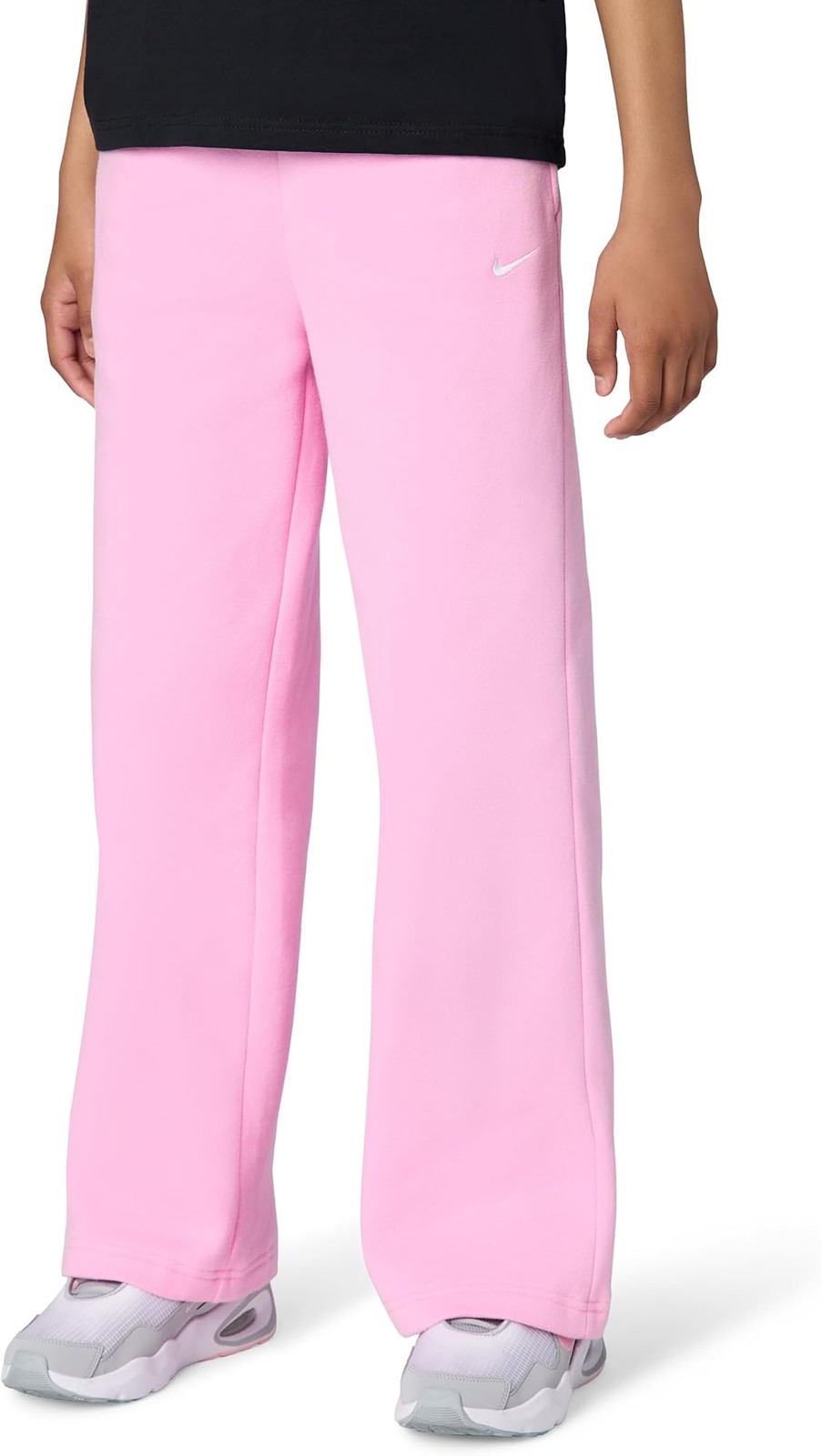 Nike Girls' Sportswear Studio Fleece Open Hem Pant - Pink Rise/White - Small
