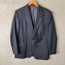 Vintage Hart Schaffner Marx Jacket Men 44R Gray Stripe Blazer 2 Button Suit Coat