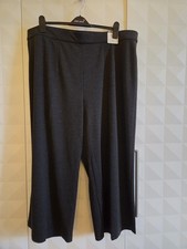 M S WIDE LEG GREY MARL PONTE ROMA TROUSERS. ELASTICATED WAIST. SIZE 24 ZS. NWT