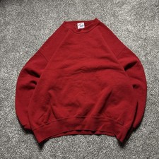 Jerzees Sweatshirt Mens L red Blank Made in USA Vintage 90s Sweater Russell