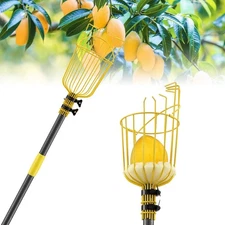Heavy Duty Fruit Picker Tool with Fruit Basket Adjustable Extension Pole