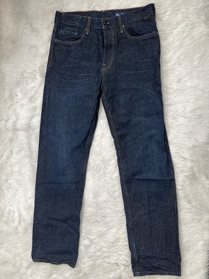 G-Star RAW Men's Dark Wash Blue Straight Fit Denim Jeans 5-Pocket Button Fly