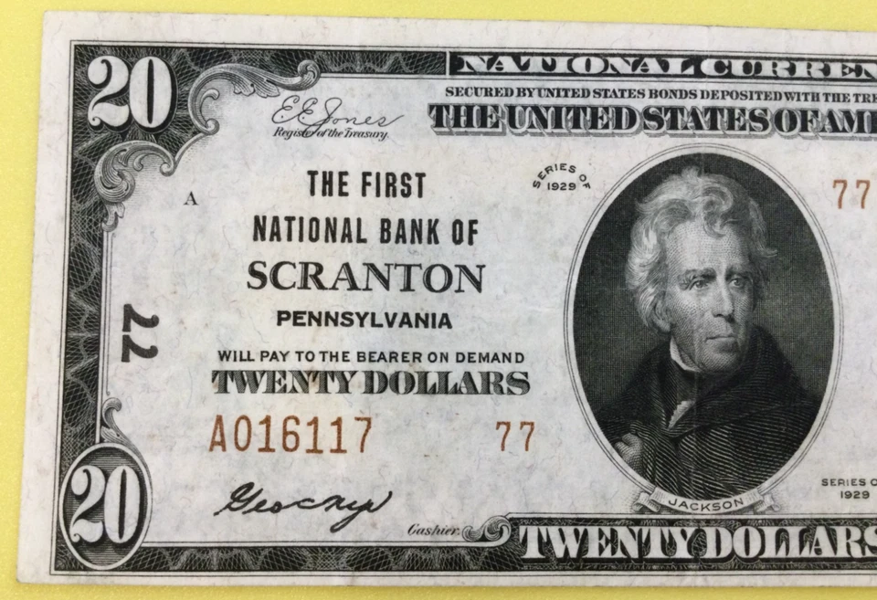 1929 - 20$, Brown Seal, Type 2, F1802-2, Pittsburg Penn., Low Serial #, XF+ - AU - Image 3 of 4