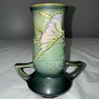 Vintage Roseville Pottery Violet & White Freesia Vase 119-7" Deep Green VG+ MCM