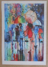 Watercolor Raining Day Canvas Print 14" x 20"