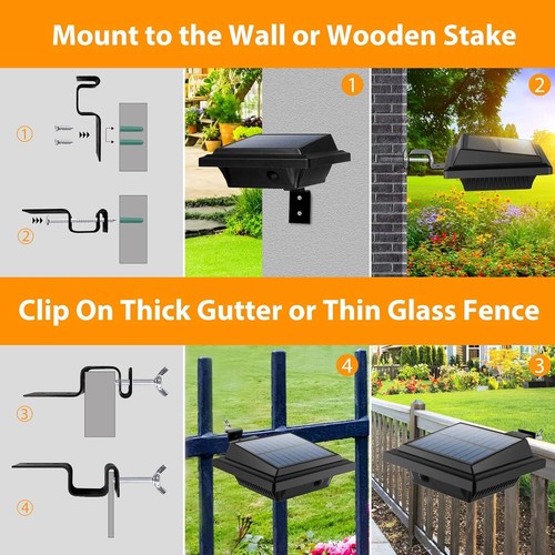 2Pieces 40LED Outdoor Solar Lights Solar-Powered LED Garden Wall Lamp Waterproof - Picture 5 of 10