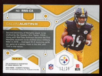Calvin Austin III 2022 Elements Auto Rookie #RNS-CA Serial #d 12
