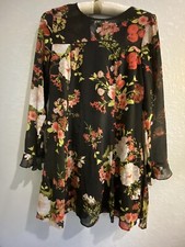 Urban Outfitters Kimchi Blue Black Floral Long Sleeve Cute Dress Size Medium