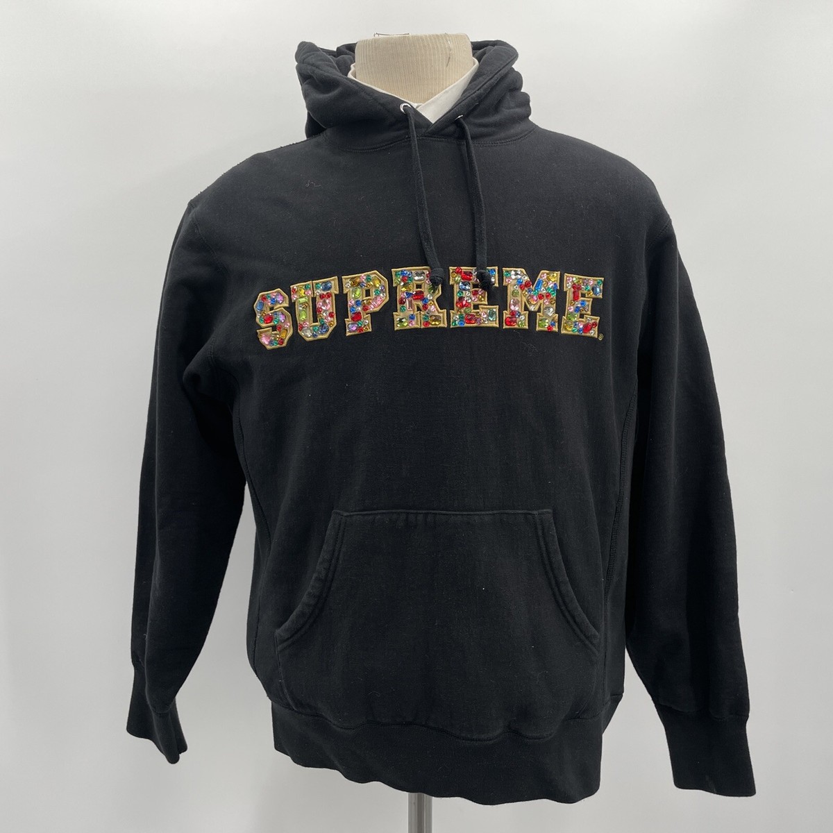 Supreme Men's Long Sleeve Pullover Black Jewels Hooded Supreme Men's Long Sleeve Pullover Black Jewels Hooded