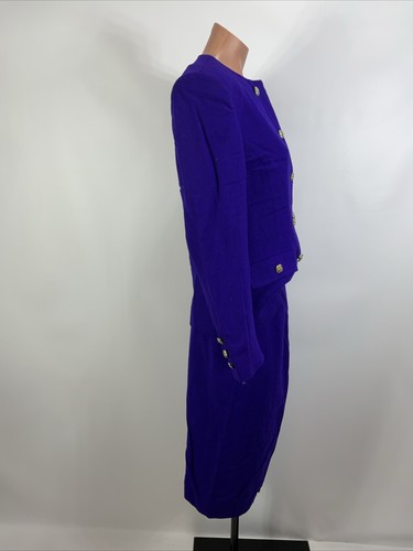 Vintage Herbert Grossman Wool Skirt Suit 2-Pc Set 6 Royal Purple Made USA - Picture 8 of 22