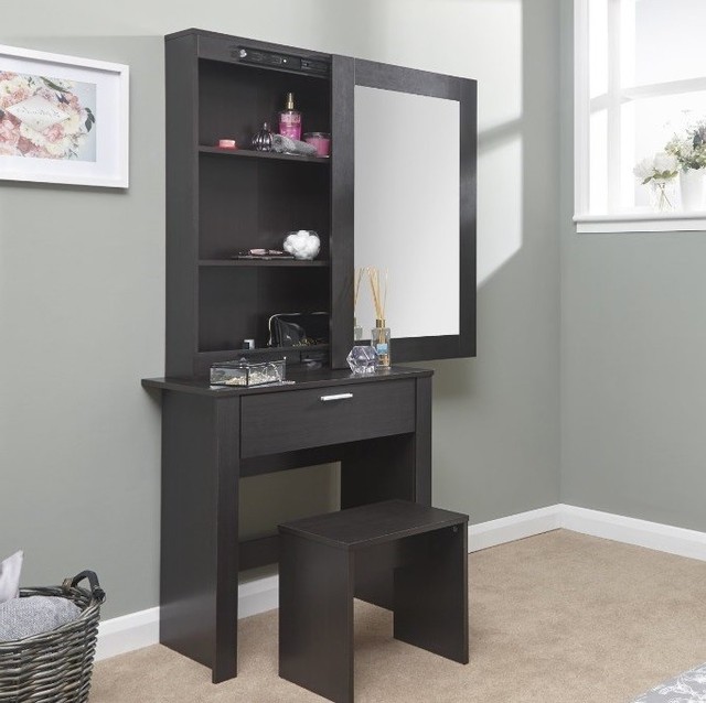 large dressing table storage mirror set black bedroom furniture