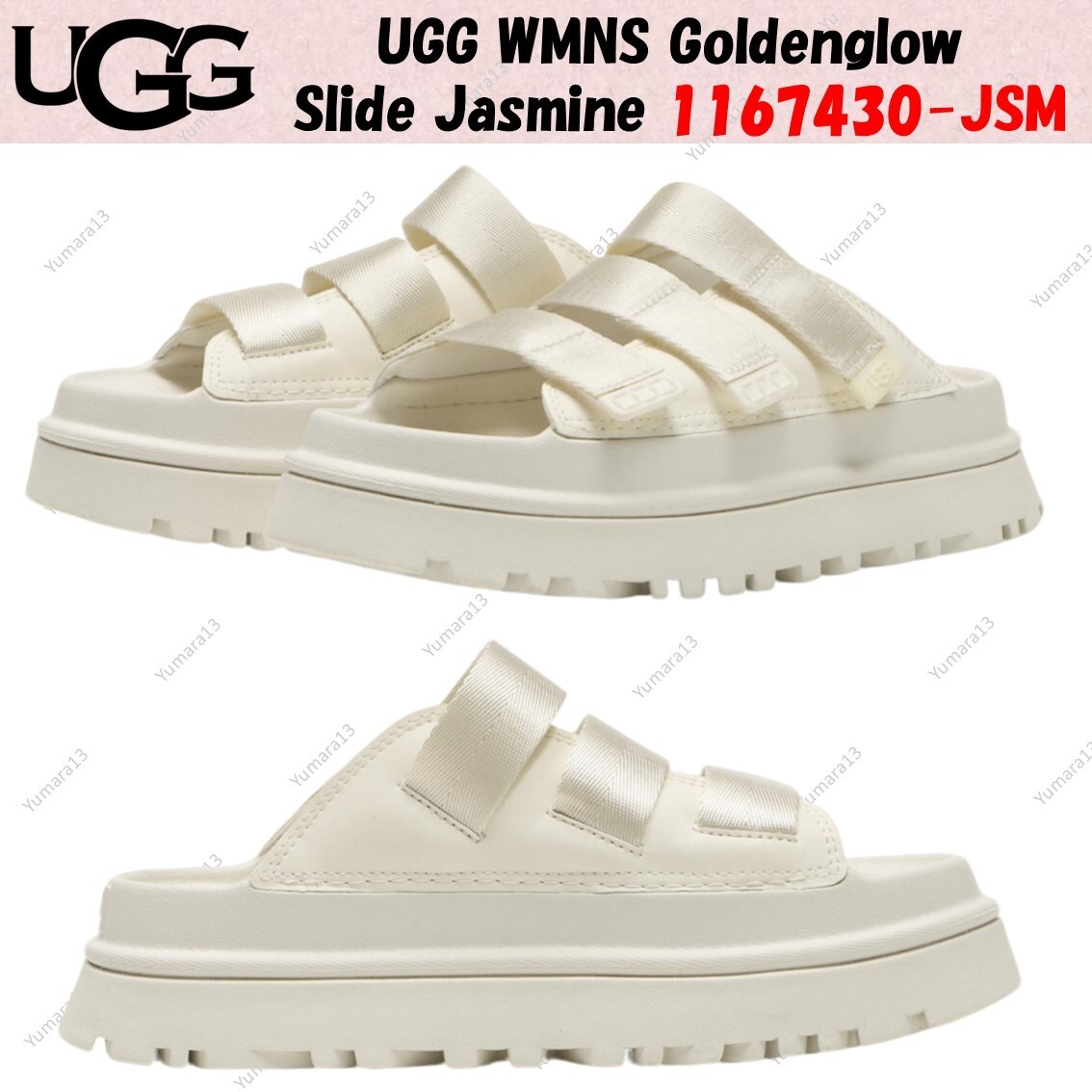 サンダル・ミュール UGG Women Sandals 1167430 JSM JASMINE white UGG WMNS Goldenglow Slide Jasmine 1167430-JSM Women's Size