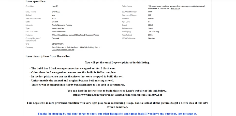 LEGO - 8595 - Takua e Pewku - 2003 - Aposentado - Leia a Descrição - Envio Rápido! - Imagem 2 de 4