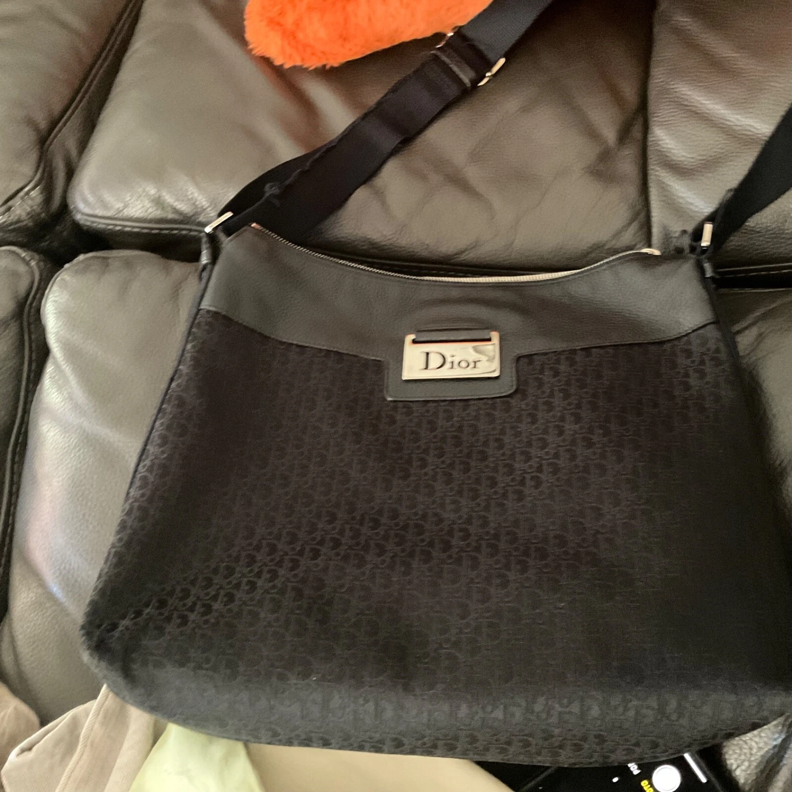 Sac bandoulière Christian Dior trotteur toile marine authentique 12696