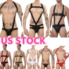 Men One Piece Jockstrap Leotards Underwear Harness Wrestling Singlet Bodysuit
