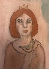 Original Acrylic Outsider Art 5x7 painting - “My Heart Is Singing”