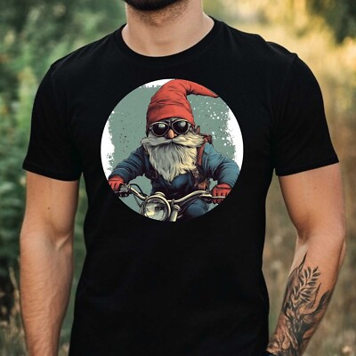 T-Shirt Herren Biker Gnom Motiv Baumwolle Größe XS bis 5XL