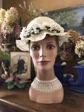 Vintage Antique 1940 s Woven And Millinery Tiny Floral HAT sweet