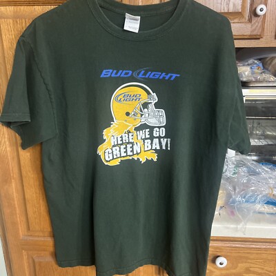 Green Bay Packers Bud Light Graphic T-Shirt Size L Beer