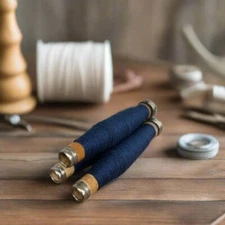 Primitive Everyday Christmas ONE pc 6.5" Dark Blue Yarn on Wood Quill