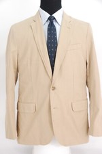 J.Crew 2Btn Chino Sport Coat Ludlow Fit Beige Khaki Cotton 1/2 Lined Large