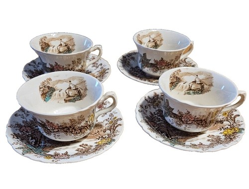 Vintage Staffordshire Royal Art Pottery Countryside Cup And Saucer