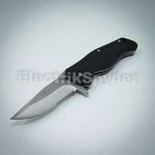 8" Drop Point Rubber Grip Serrated Spring Open Assisted Folding EDC Pocket Knife