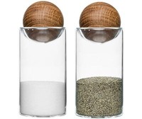 Salzstreuer Pfefferstreuer GewüRzstreuer GewüRzglas Set Aus Glas & Eichenholz