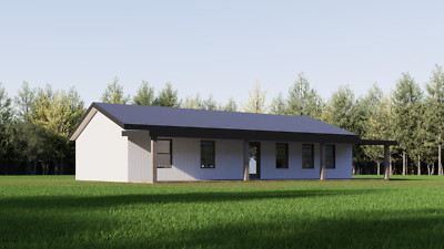 House Plan, Barndominium, 4 Bedroom 2 Bath with Porch, 1500 sf  | PDF DOWNLOAD