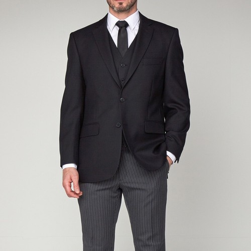 NEW Mens Black Masonic Herringbone Jacket / Wedding / Funeral Director